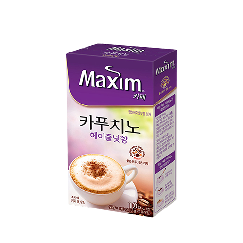 커피-맥심 카페 카푸치노 헤이즐넛향 커피믹스 13g(10개입)